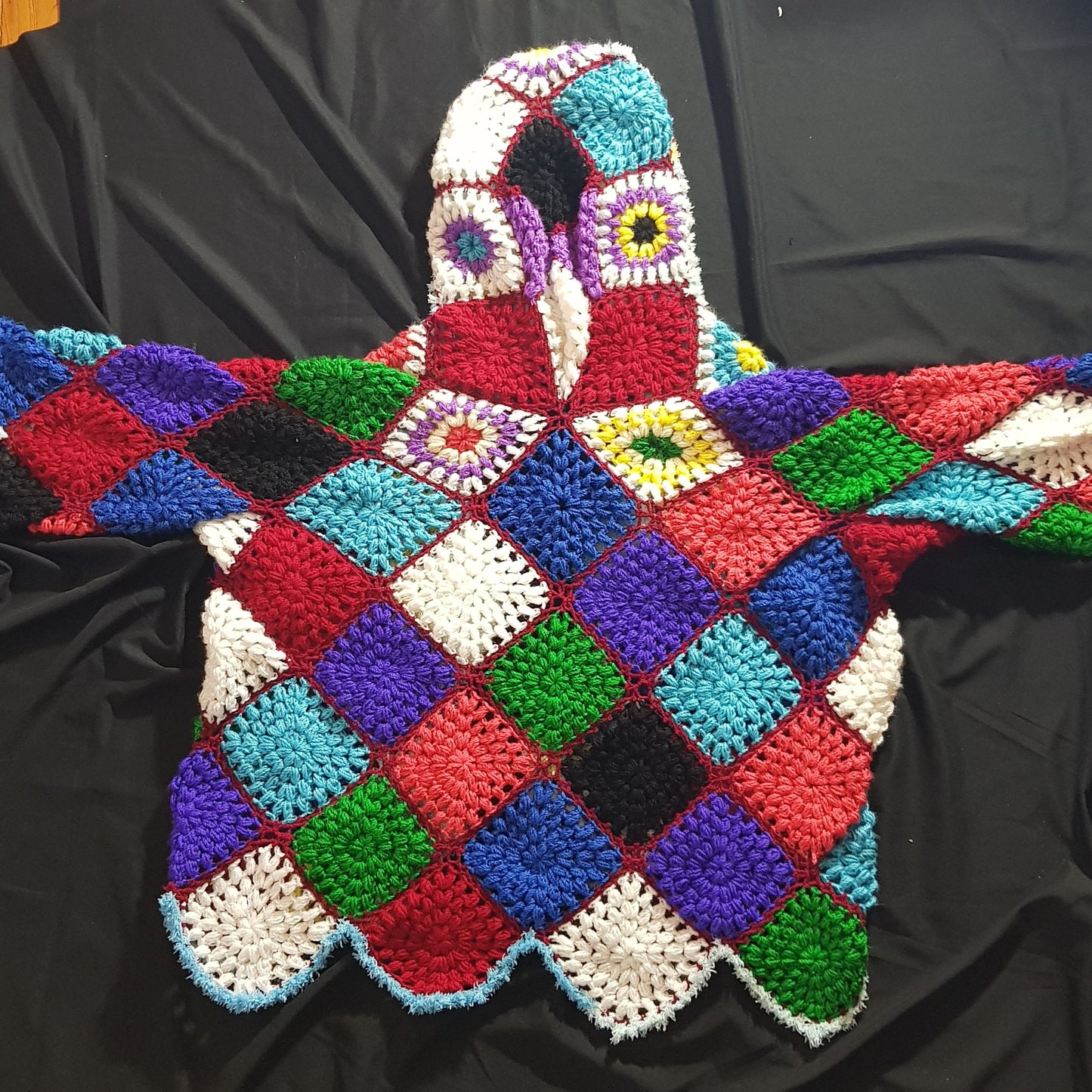 Hooded Handmade Crochet Cardigan Granny Square